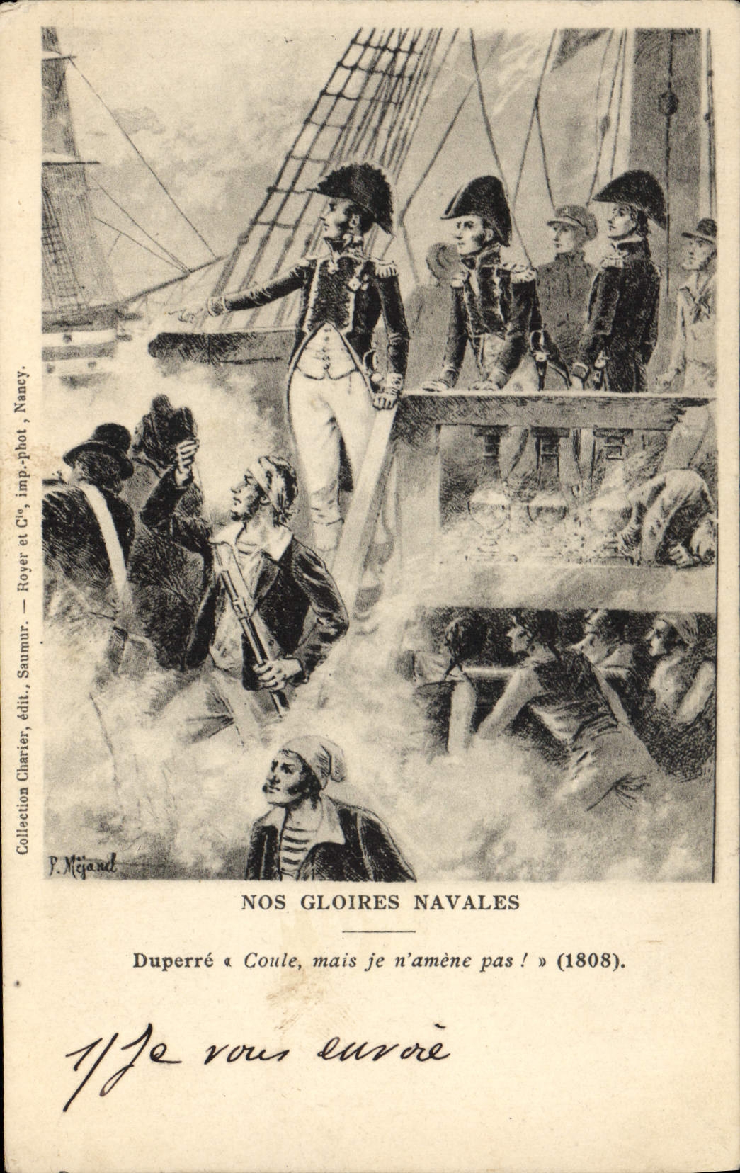 CPA Bateau de guerre Duperre a Coule mais je n'amene pas !