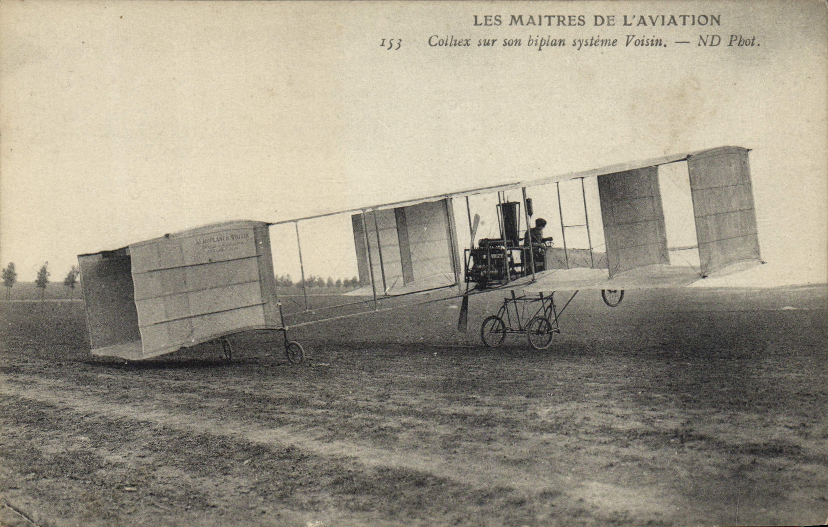 VINTAGE POSTCARD Plane Colhex Aviation on its biplane Close system