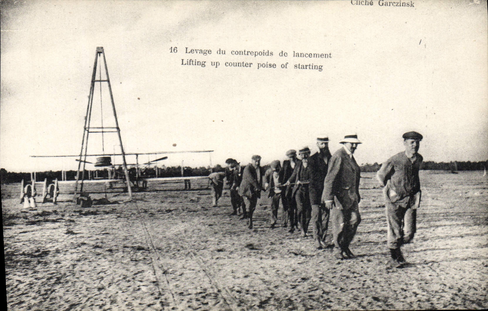 CPA Avion Aviation Levage du contrepoids de lancement Wilbur Wright