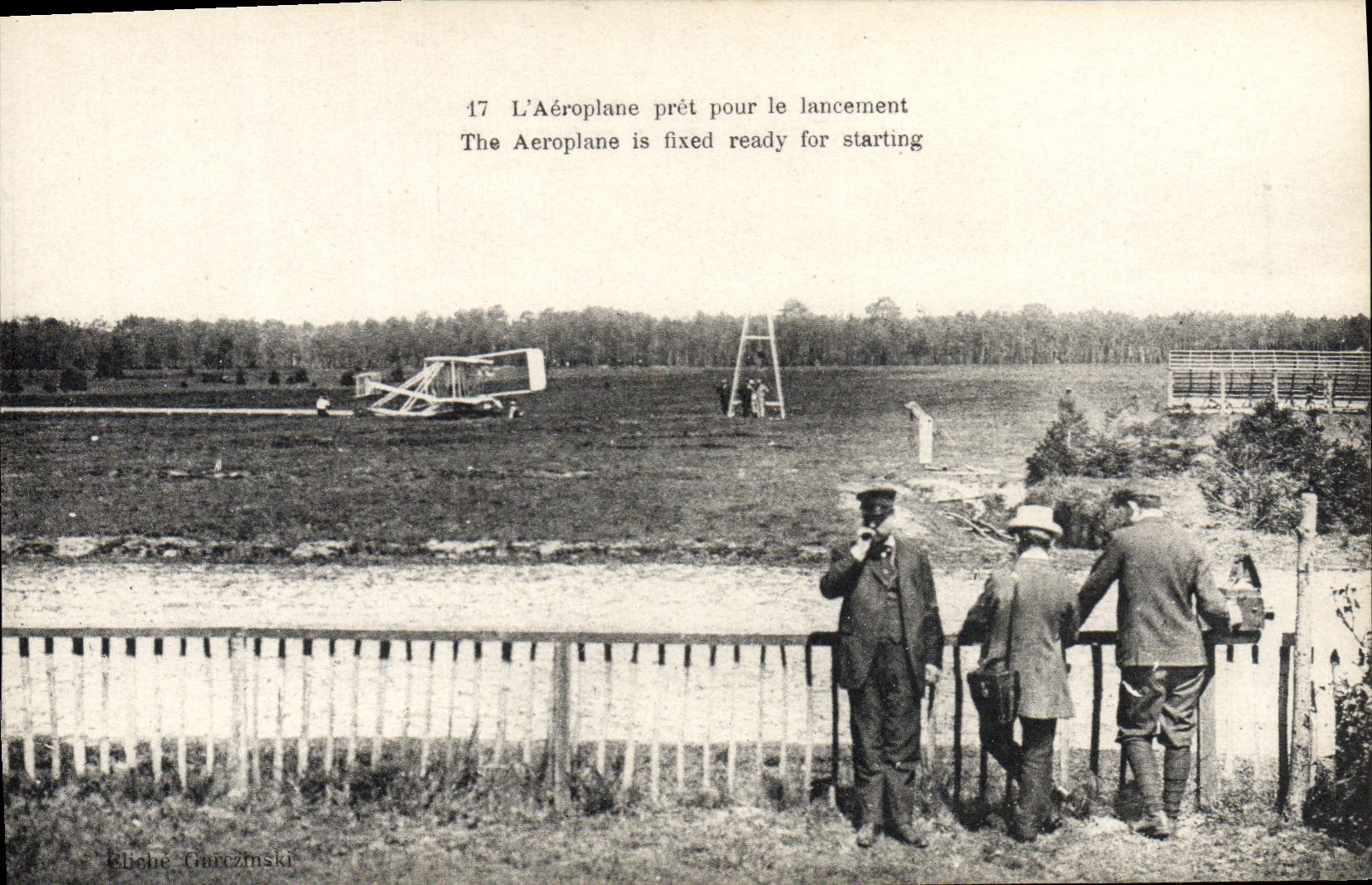 VINTAGE POSTCARD Plane Aviation the airplane ready for launching Wilbur Wright