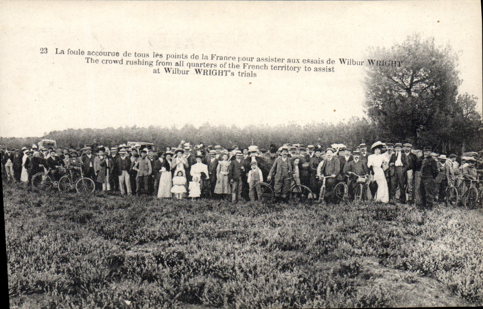 VINTAGE POSTCARD Plane Aviation crowd Wilbur Wright