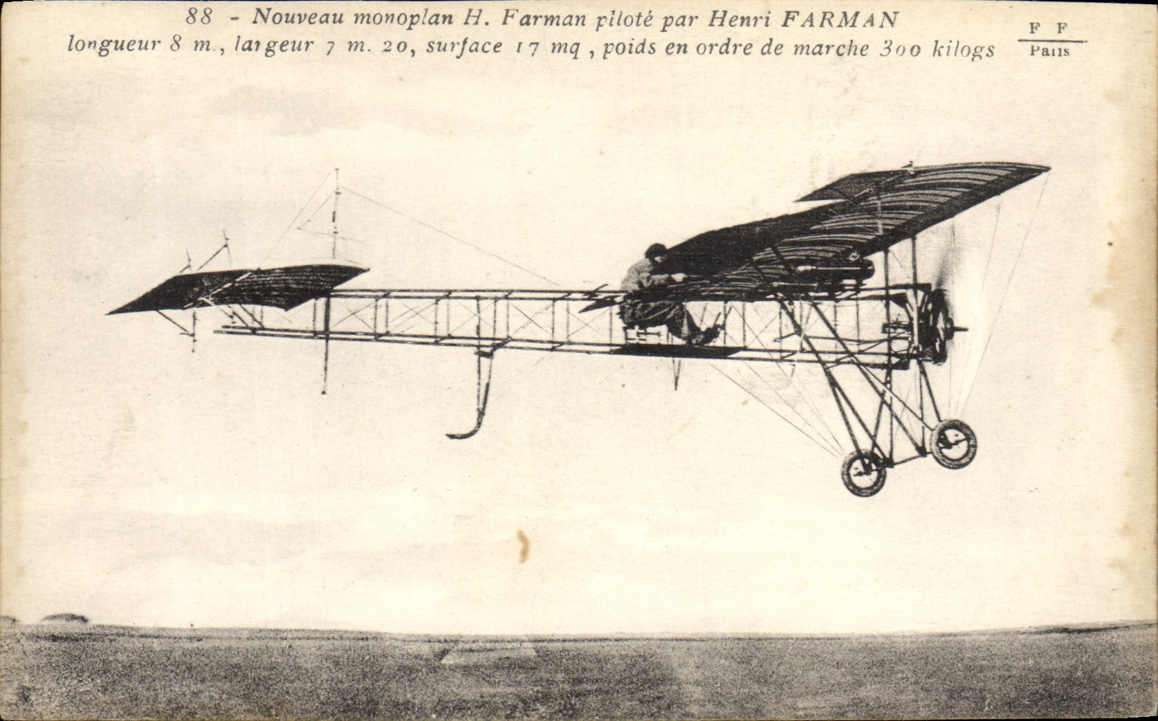 CPA Avion Aviation Monoplan Farman pilote par Henri Farman 