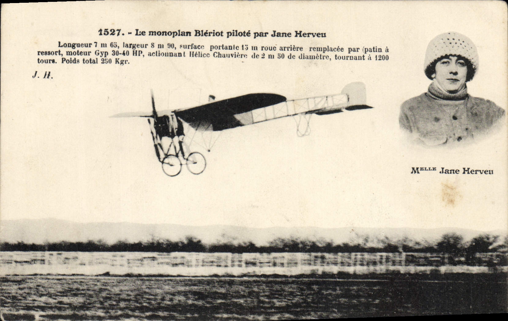 CPA Avion Aviation Monoplan Bleriot pilote par Jane Herveu