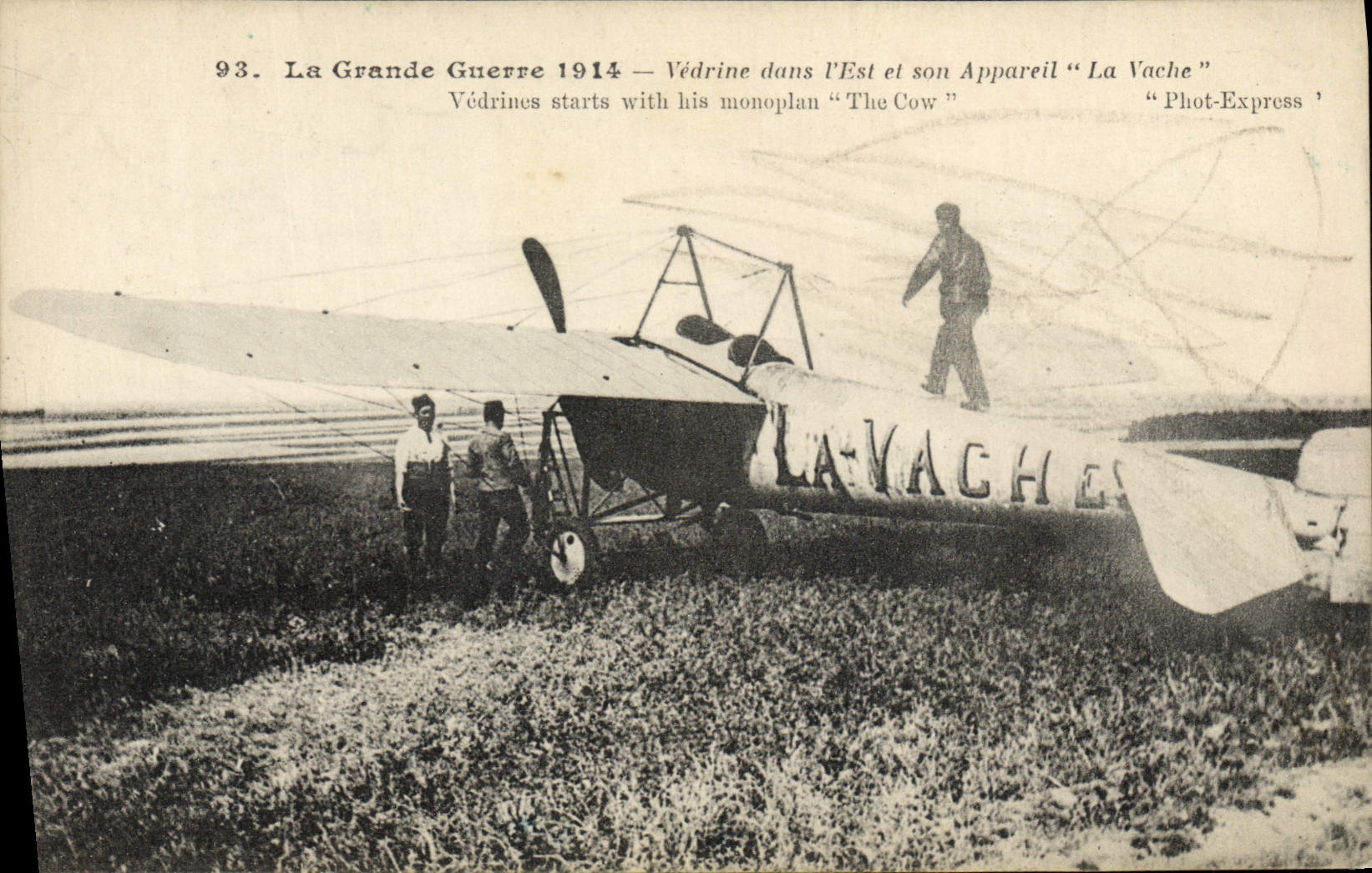 VINTAGE POSTCARD Plane Vedrine Aviation in the East and its apparatus the Cow