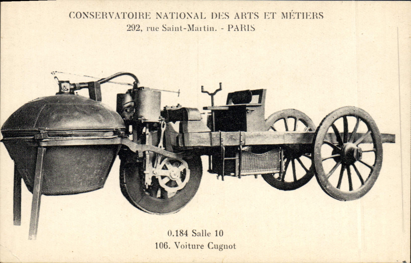 VINTAGE POSTCARD Automobile National Academy of Arts and Metiers Street Saint Martin Paris Conveys cugnot