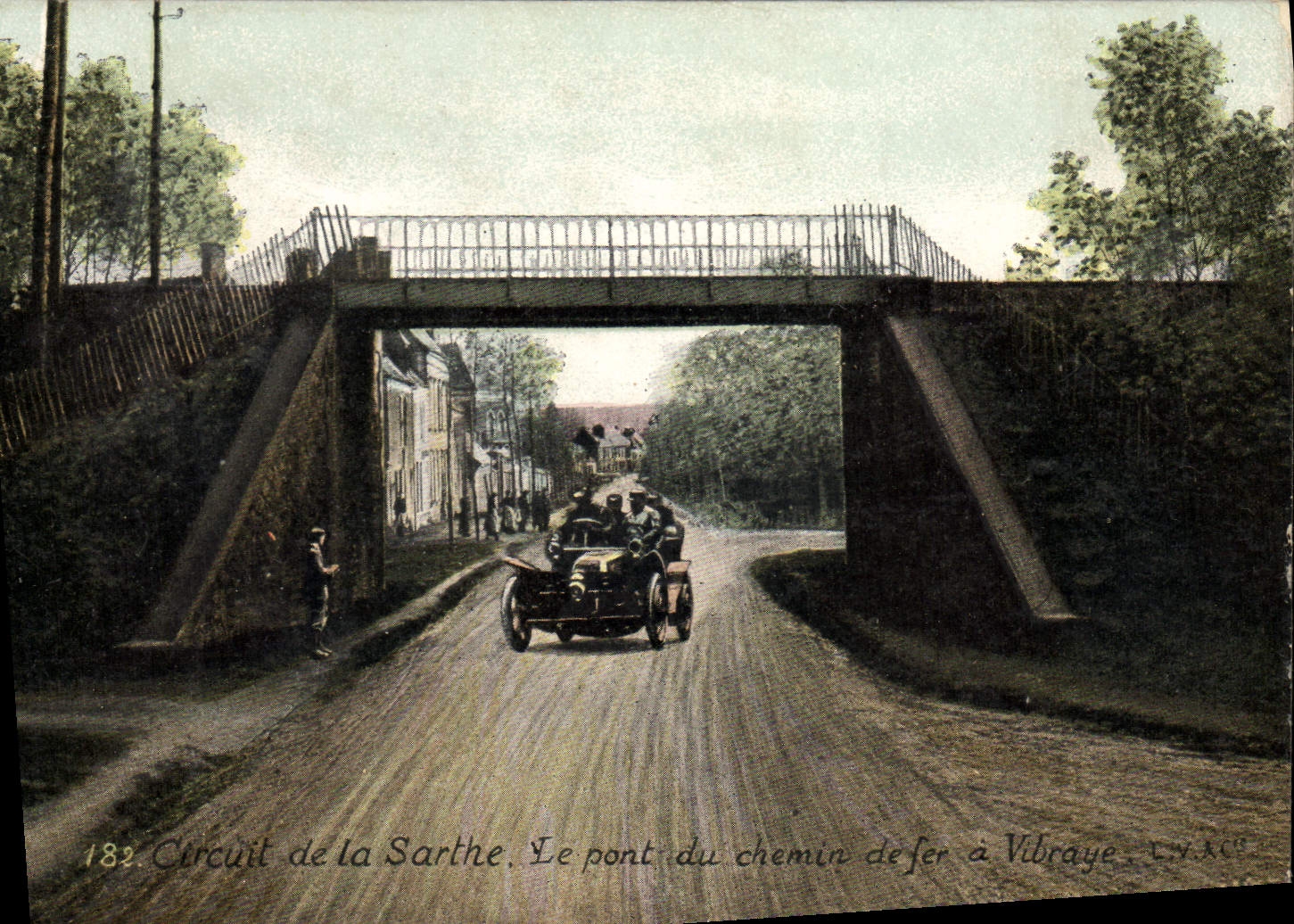 VINTAGE POSTCARD Automobile Circuit of the Sarthe the bridge of the railroad has Vibraye