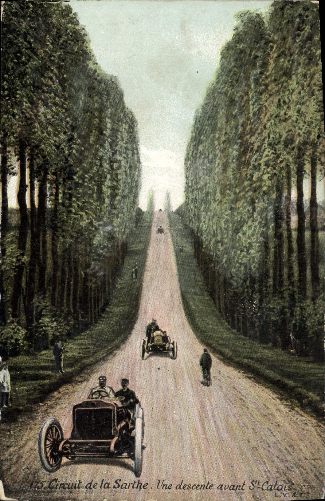 VINTAGE POSTCARD Automobile Circuit of the Sarthe a descent before St Calais