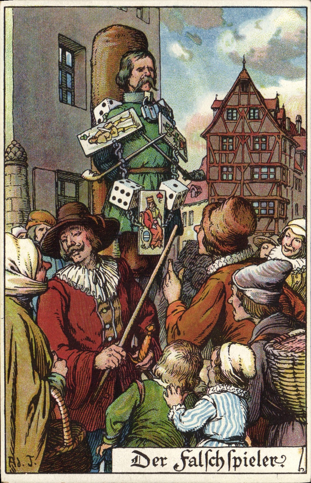 VINTAGE POSTCARD Illustrator Der Falchspielen