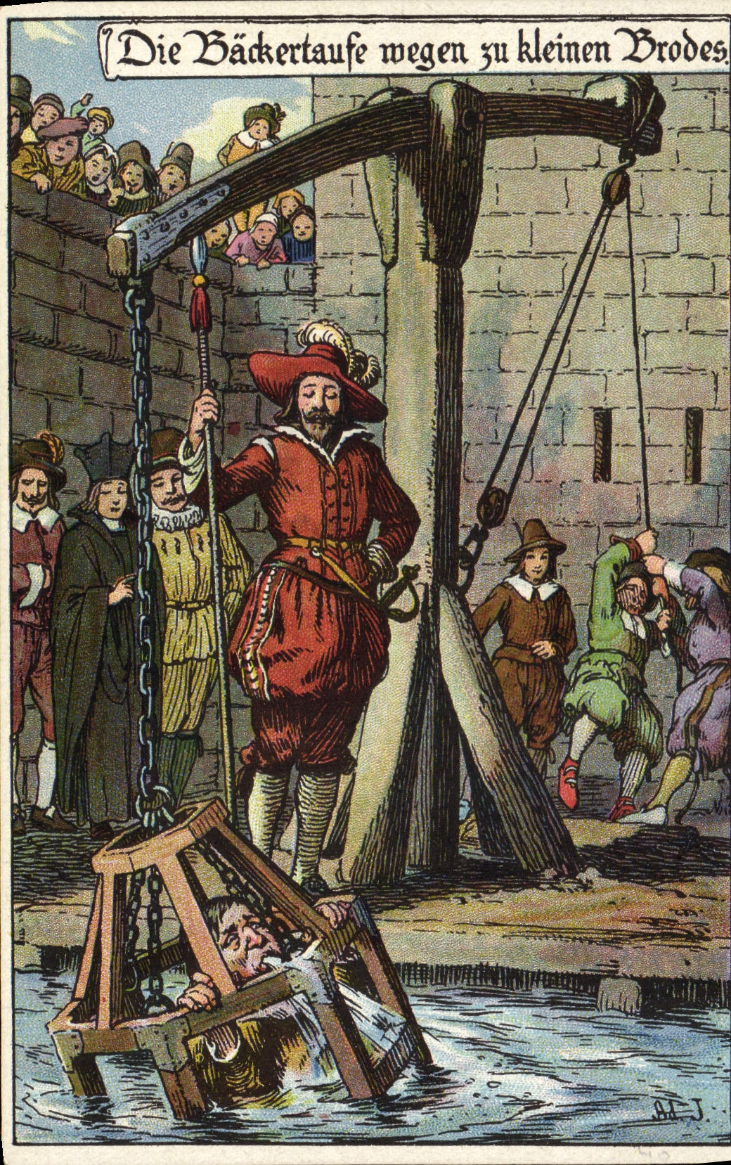 CPA Illustrateur Backertaufe wegen zu kleinen Brodes