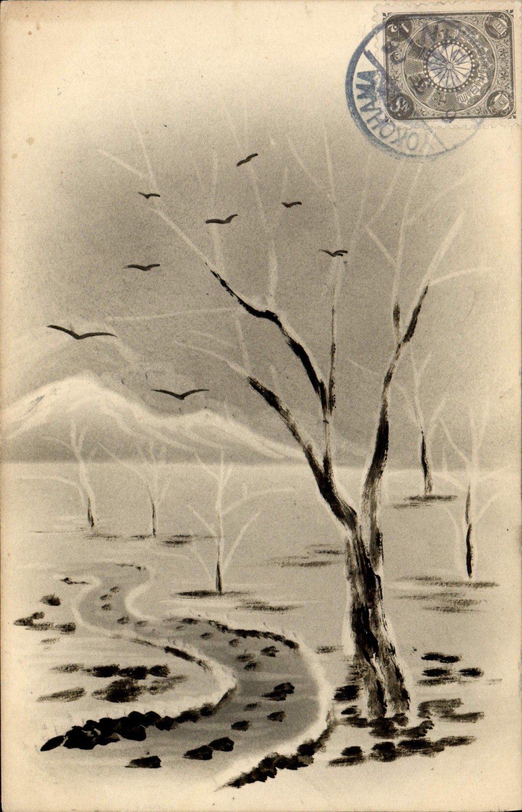 VINTAGE POSTCARD Japanese Japan (drawing with the hand)