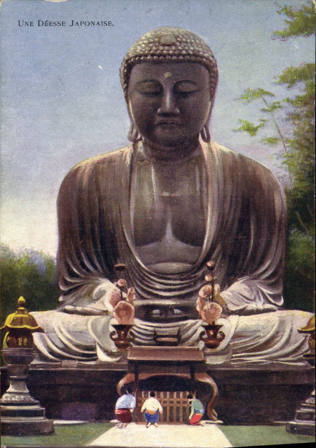 VINTAGE POSTCARD Japanese Japan Daibatsu At Kamakuba a Japanese goddess