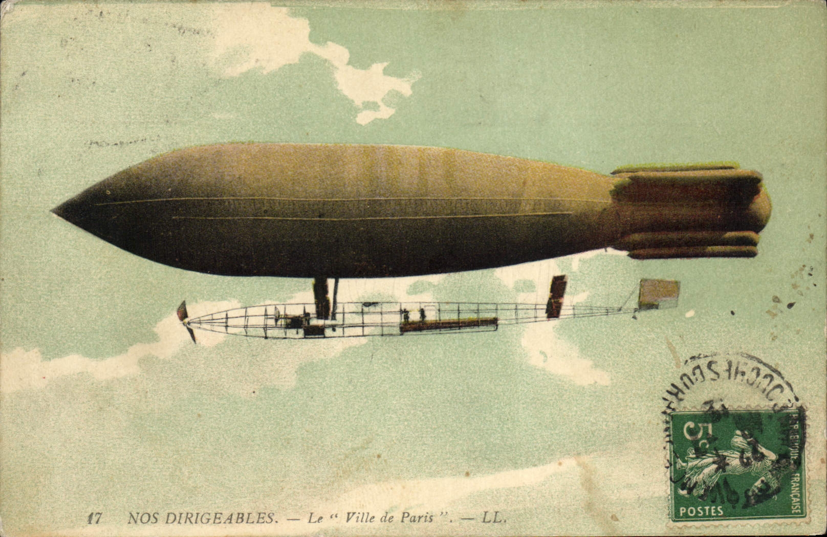 CPA Avion Aviation Zeppelin Dirigeable La Ville de Paris