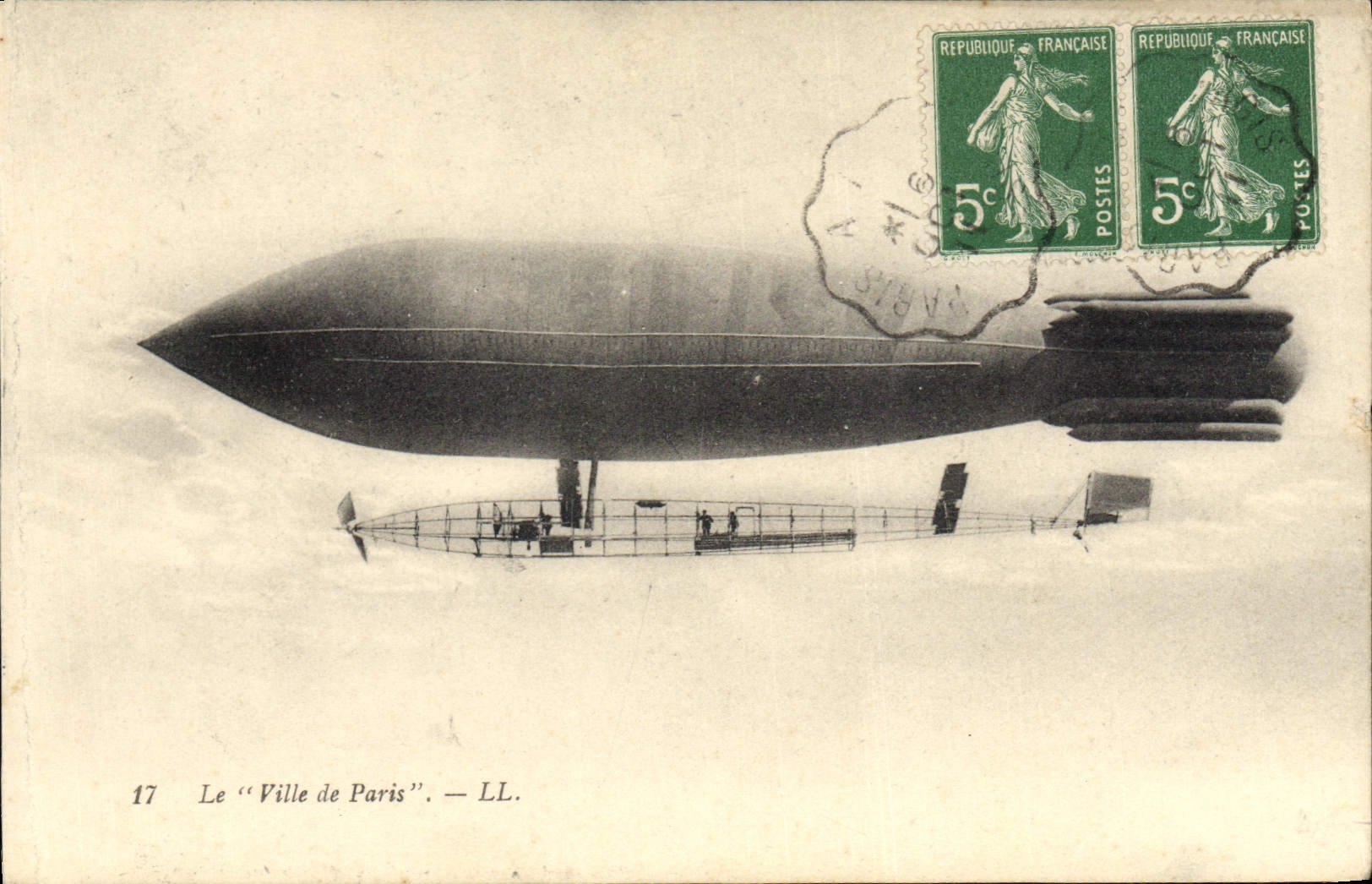 CPA Avion Aviation Zeppelin Dirigeable Ville de Paris