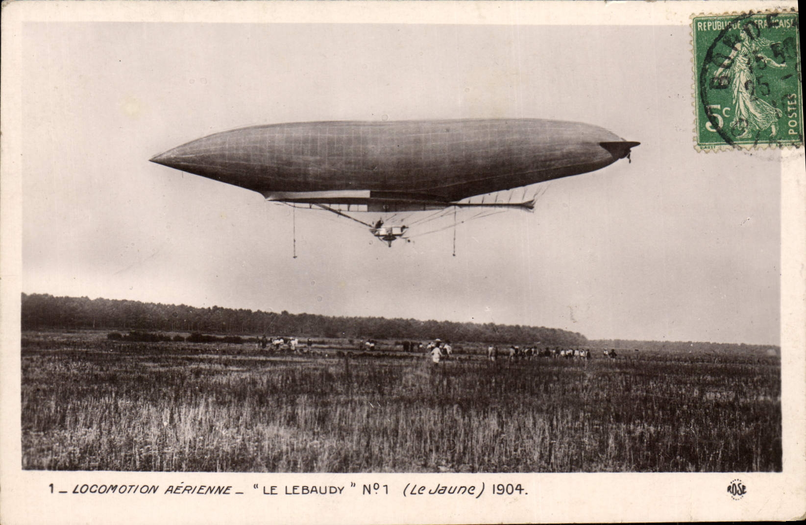 Dirigible Lebaudy del zepelín de la aviación del plano de la POSTAL de la VENDIMIA el jauen 1904