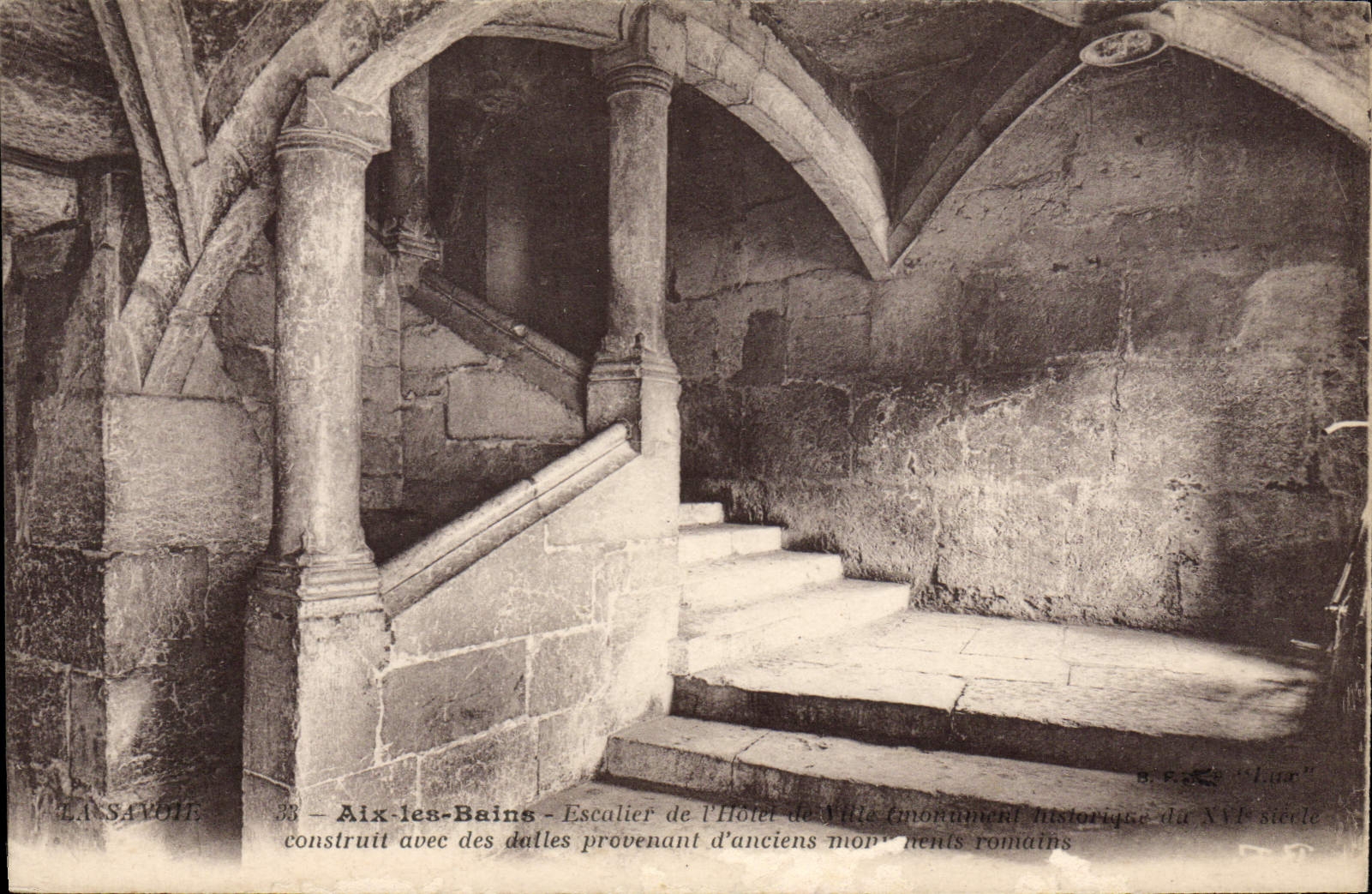 VINTAGE POSTCARD Aix Les Bains Staircase of the town hall
