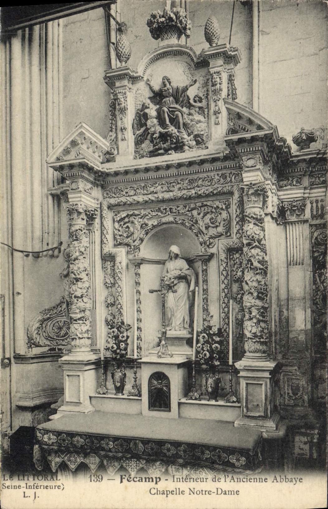 VINTAGE POSTCARD Interior Fecamp Of the Old Abbey Notre Dame Vault