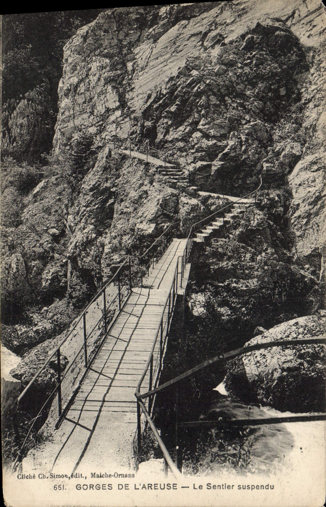 VINTAGE POSTCARD Falls Of Areuse the Suspended Path