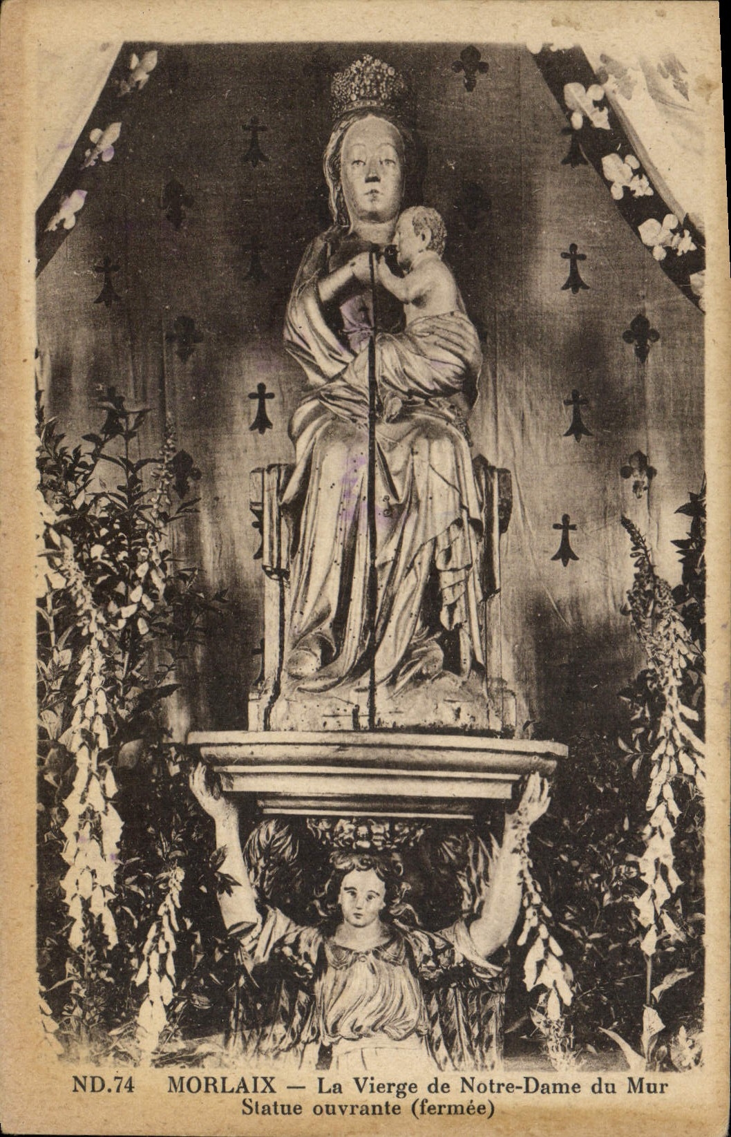 CPA Morlaix La Vierge De Notre Dame Du Mur Statue Ouvrante