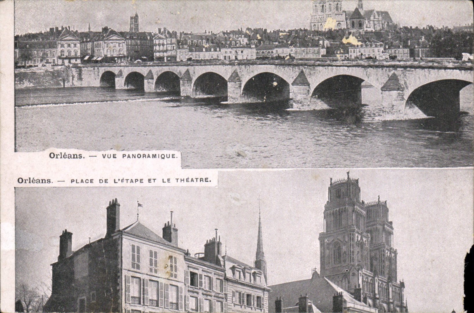 CPA Orleans Vue Paniramique Place de l'etape et le theatre