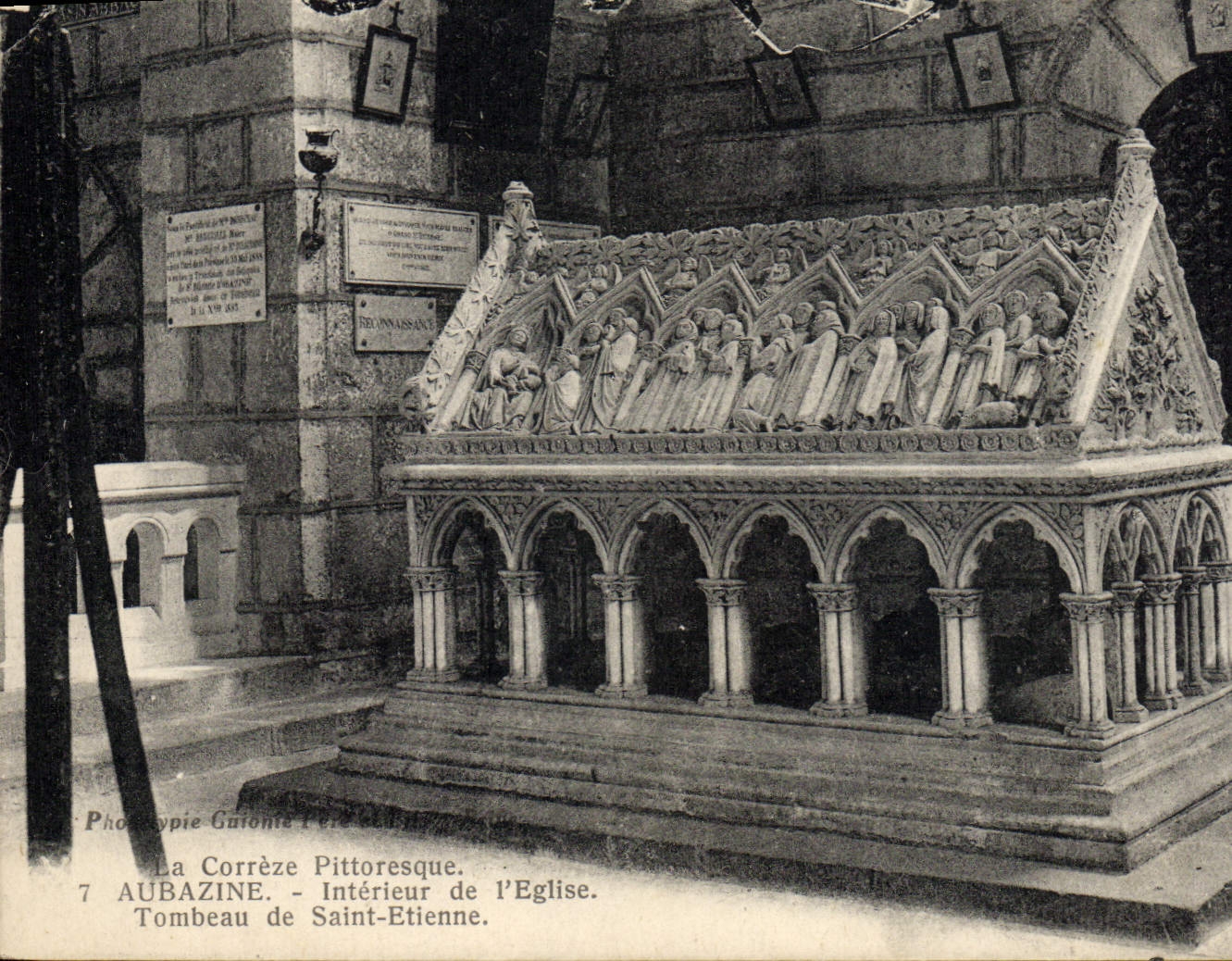 VINTAGE POSTCARD Interior Aubazine Of the Church Tomb of Etienne Saint