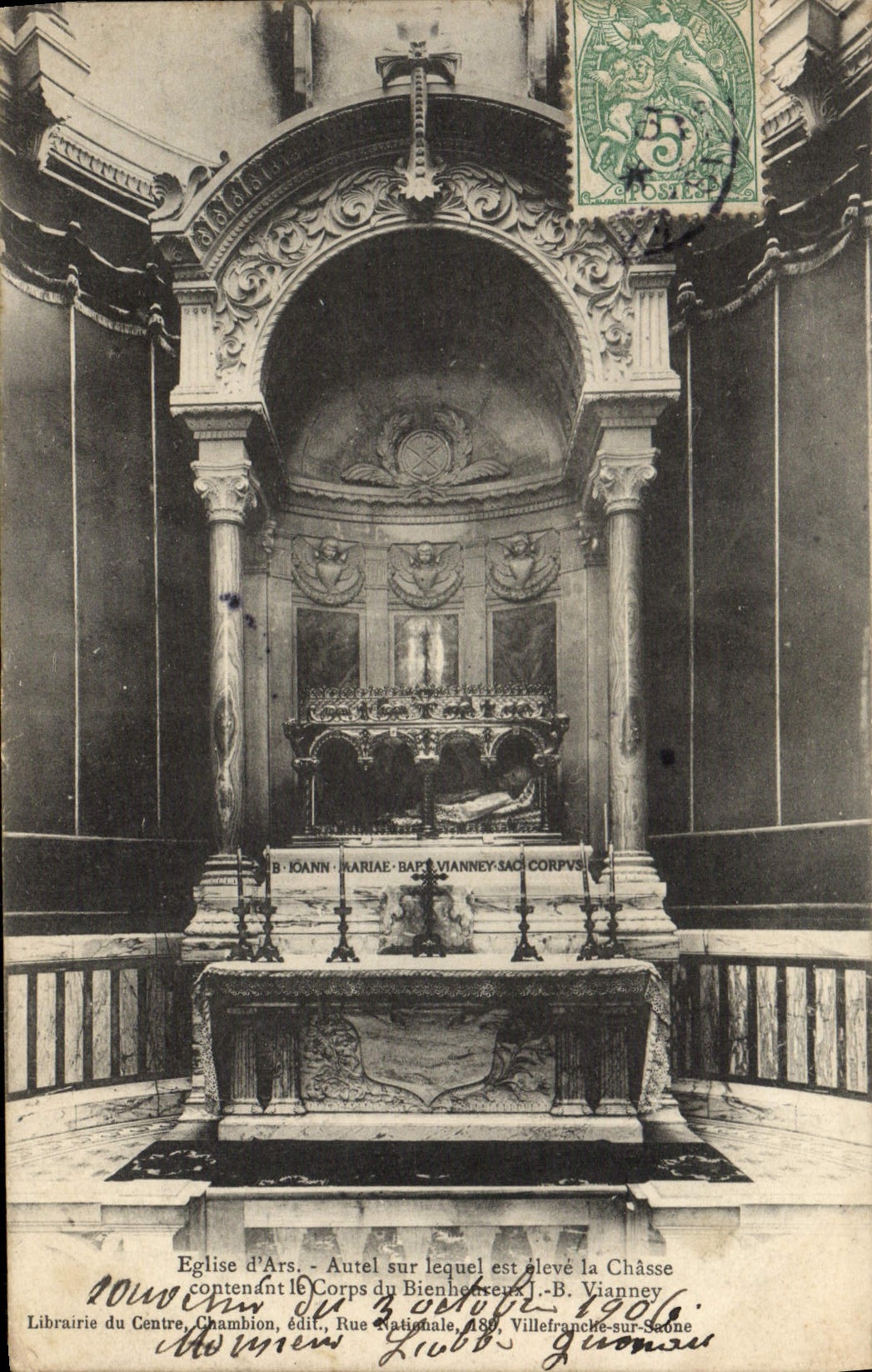 VINTAGE POSTCARD Church D' Ars Autel On Which Is High Villefranche Hunting On the Saone