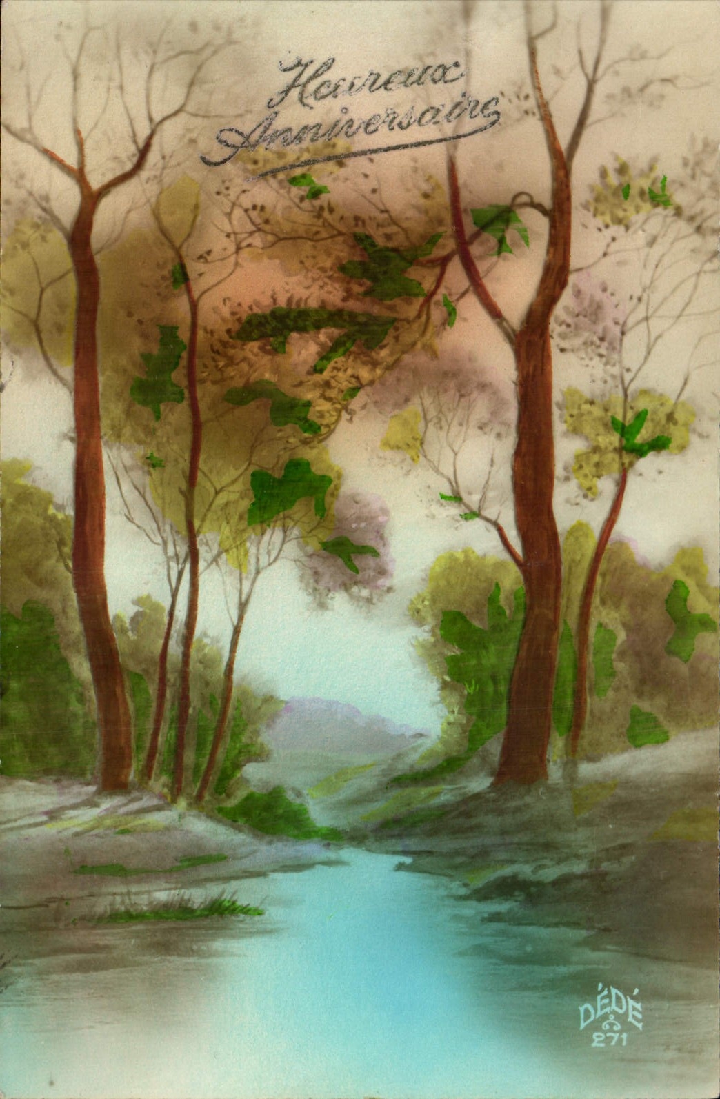 VINTAGE POSTCARD Happy Fantasy birthday