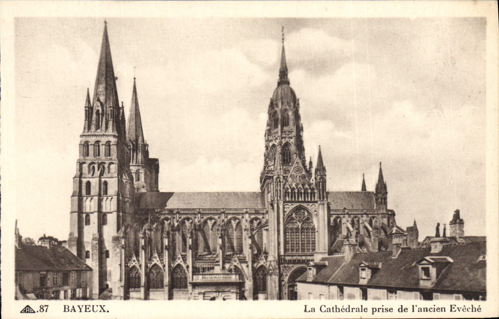 VINTAGE POSTCARD Bayeux Cachedrale Taken Of Old Eveche