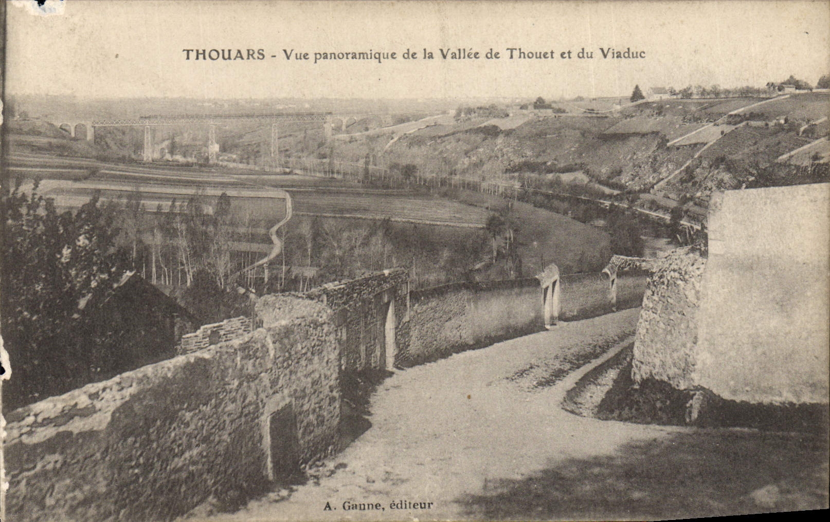 VINTAGE POSTCARD Thouars Panoramic View Of the Valley De Thouet And the Viaduct