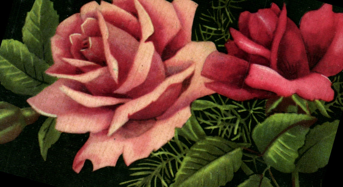 VINTAGE POSTCARD Fantasy Pink Flowers