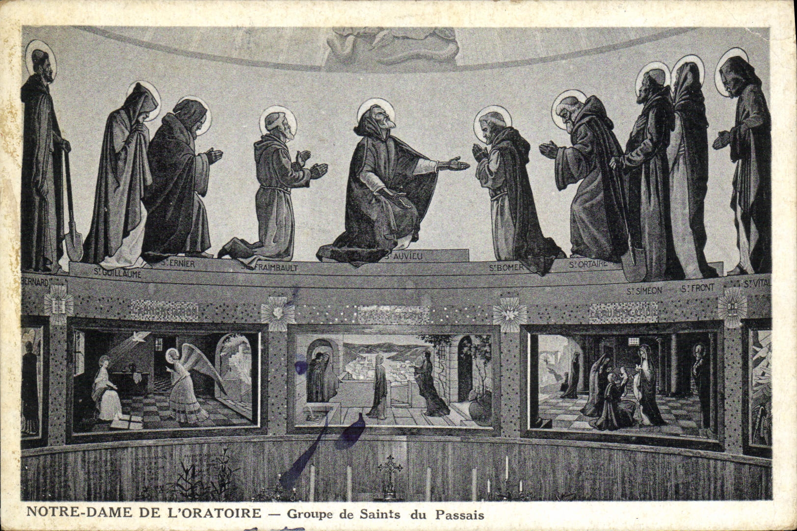 La POSTAL Notre Dame de la VENDIMIA del oratorio agrupa a santos de pasado