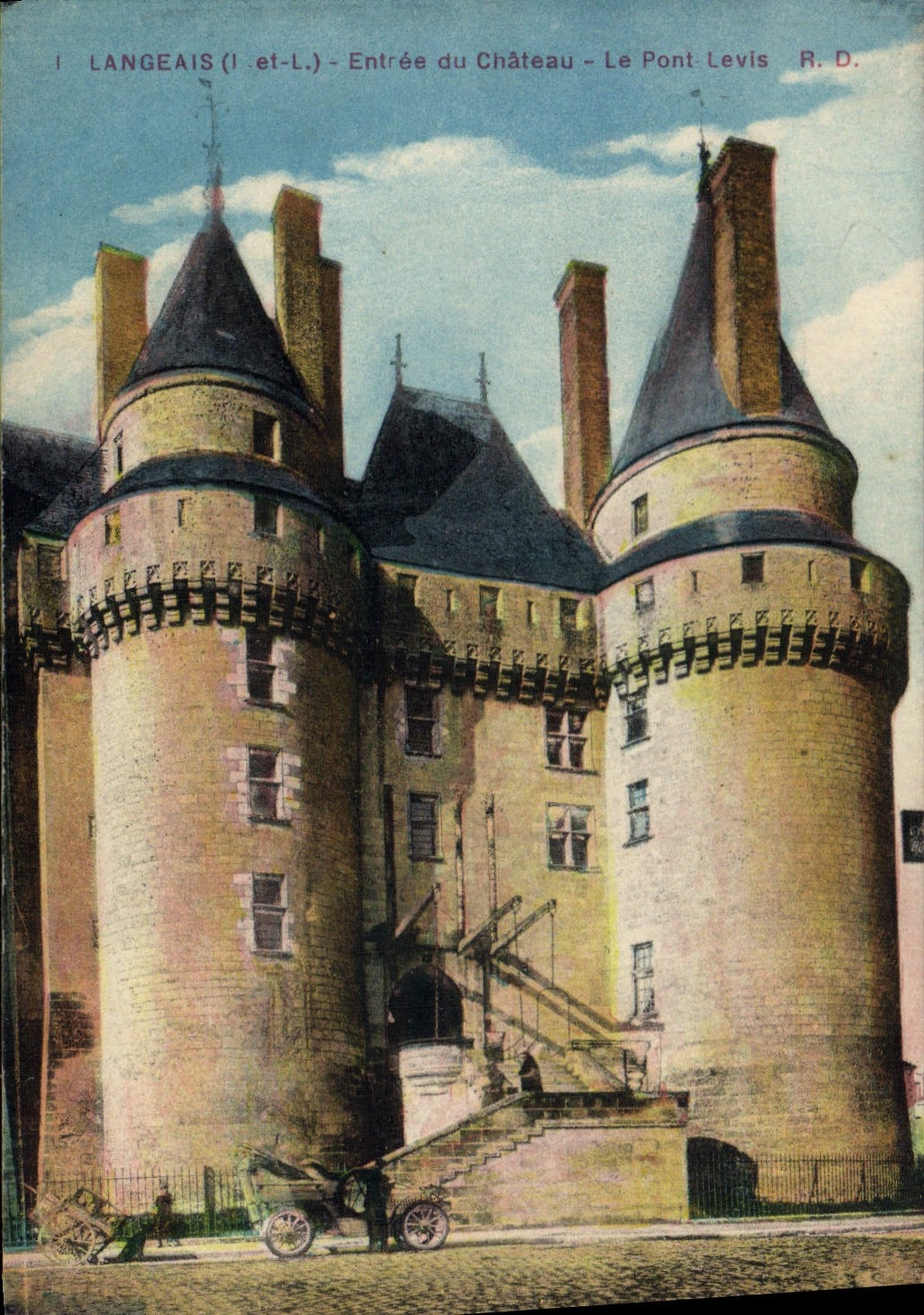 VINTAGE POSTCARD Langeais Entered Of the Castle the bridge levis