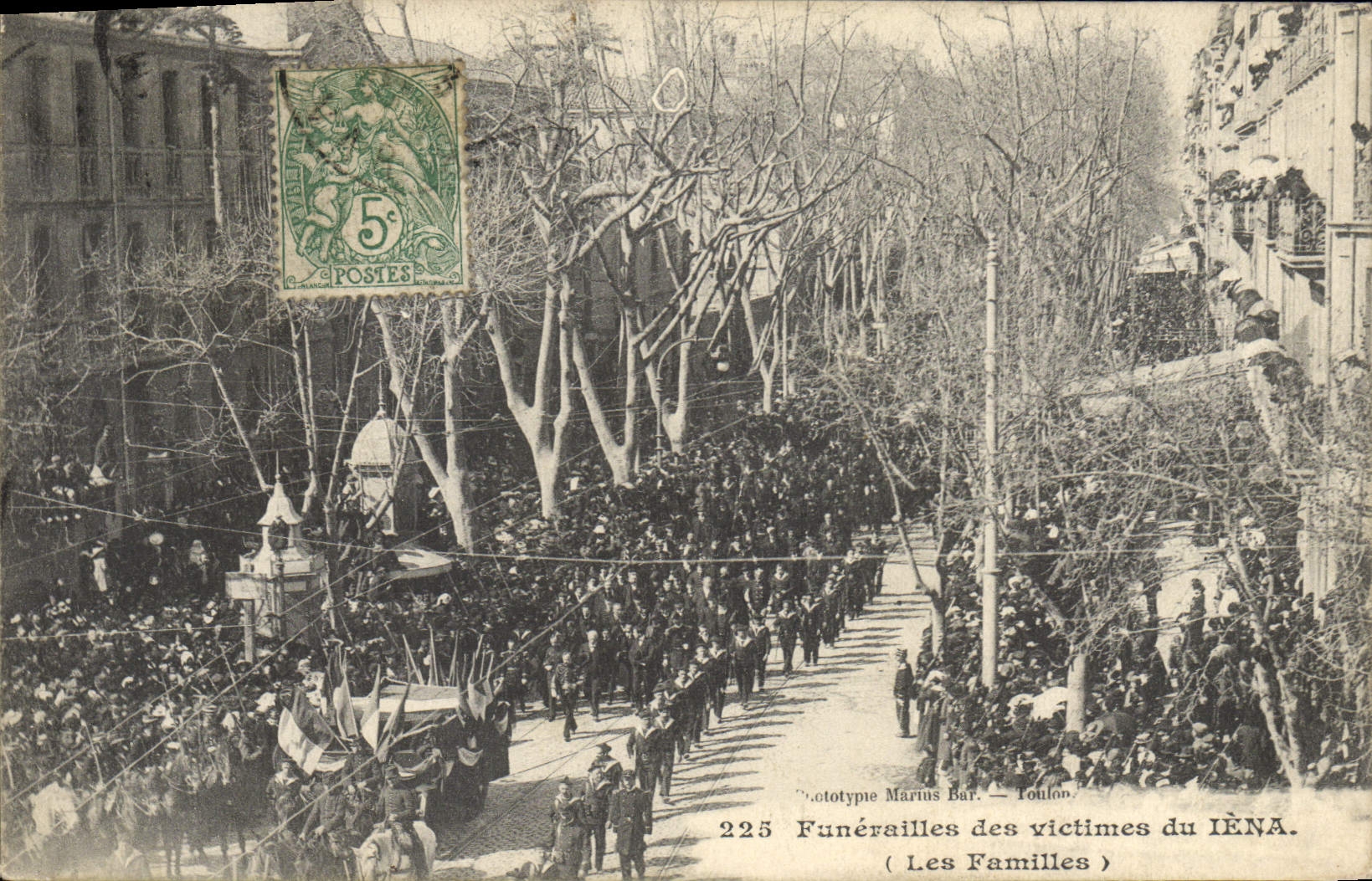 VINTAGE POSTCARD Boat Funeral of the victims of Iena families
