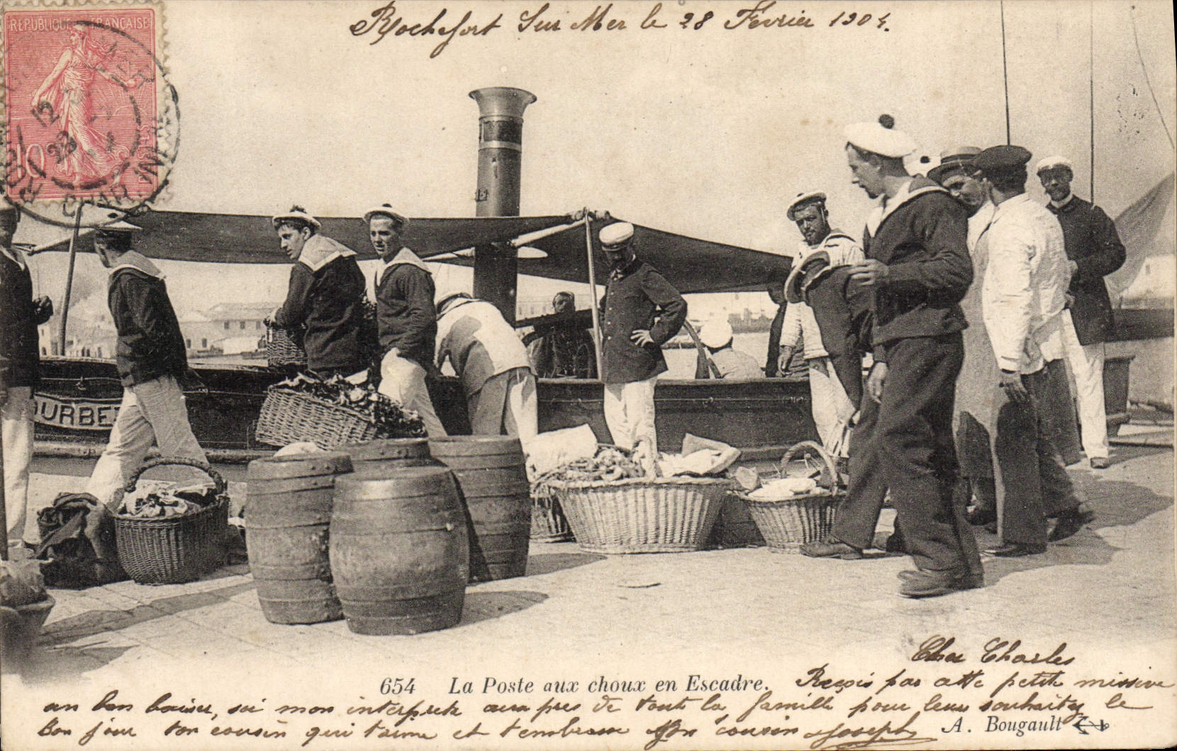 VINTAGE POSTCARD Boat the post office with cabbages in squadron