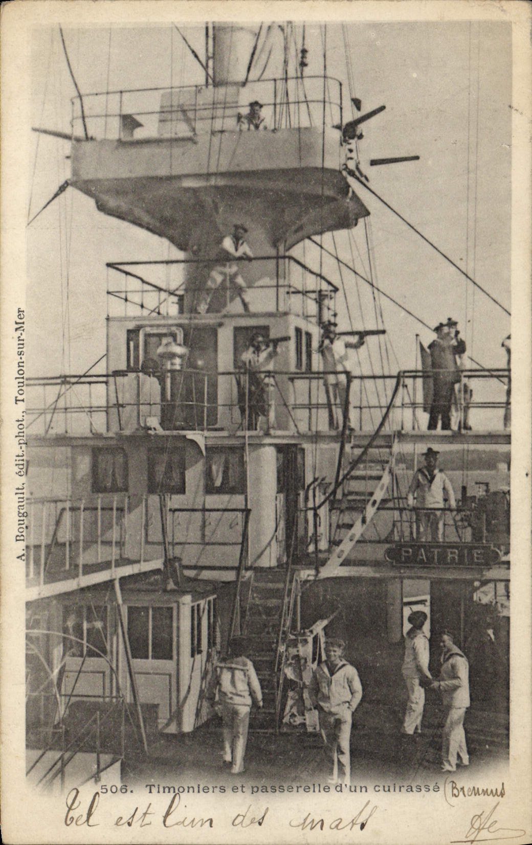 VINTAGE POSTCARD Boat Quartermasters and footbridge of an armor