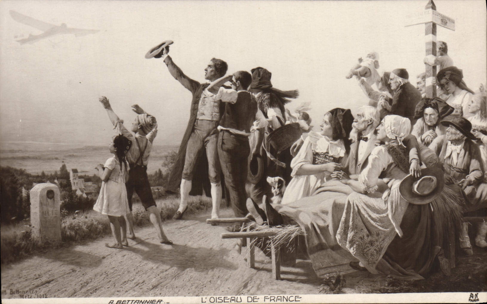 VINTAGE POSTCARD Plane Bettannier Aviation the bird of France