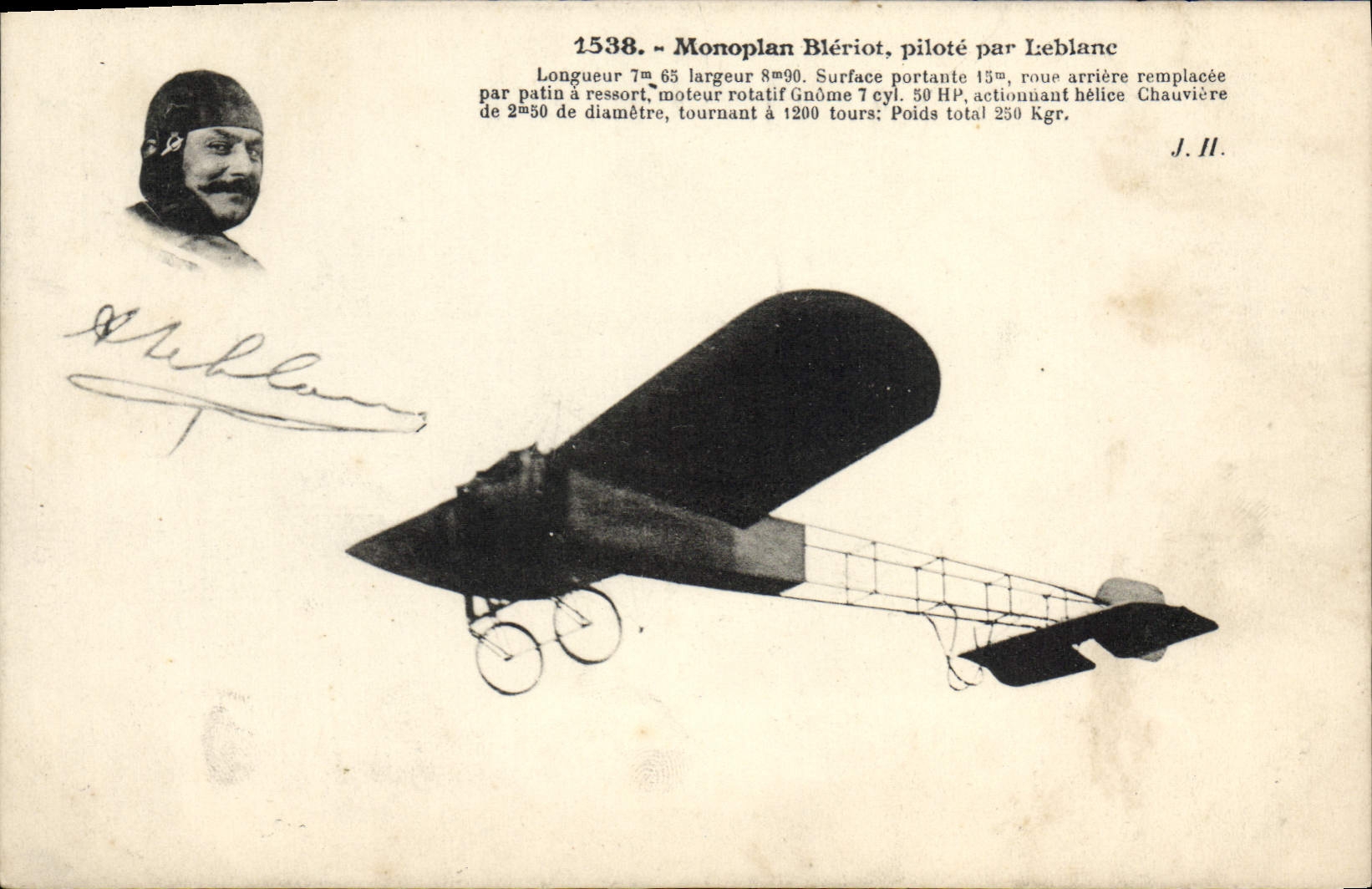 VINTAGE POSTCARD Avion Aviation Bleriot Monoplane controls by Leblanc