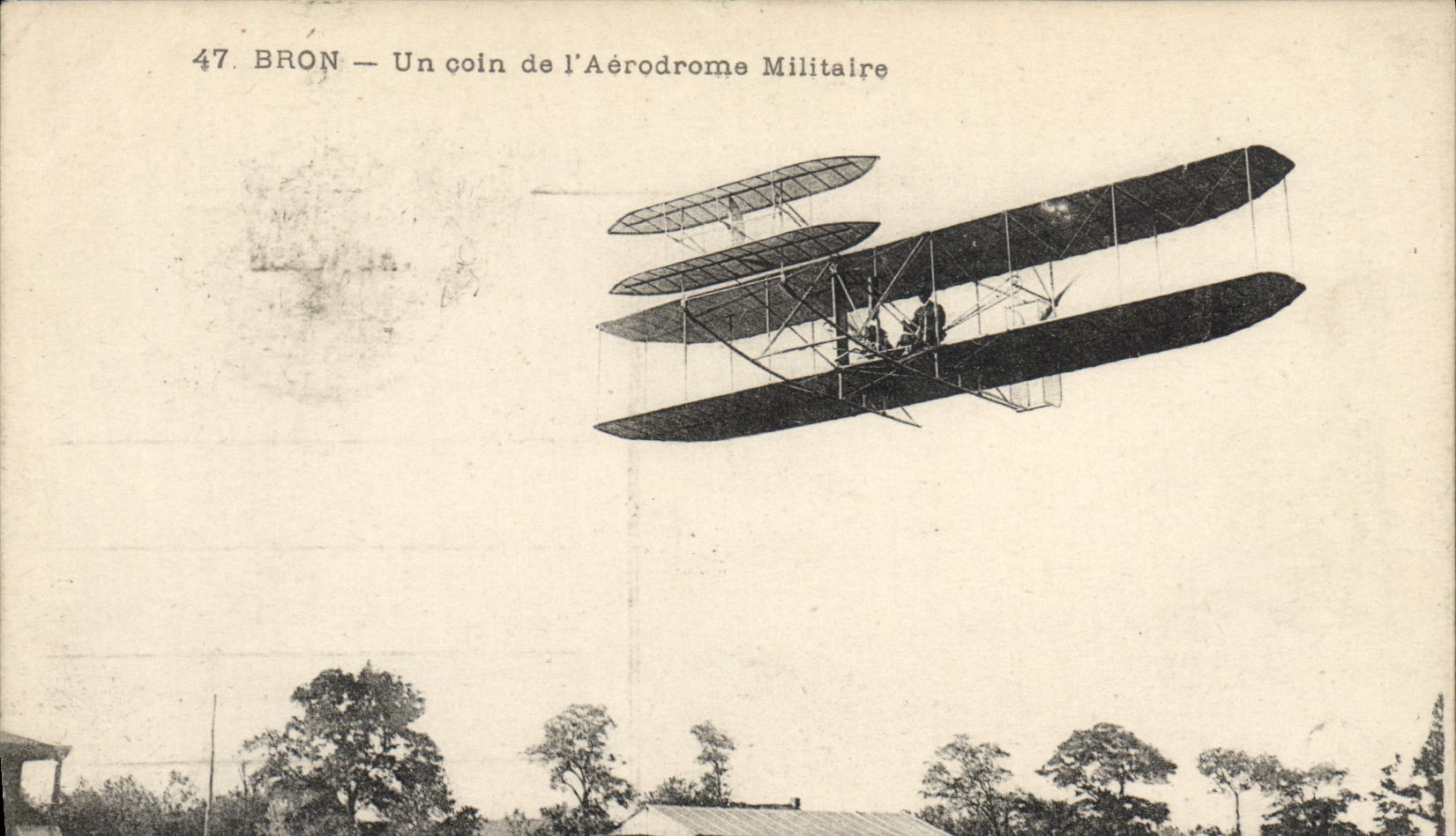 Aviación plana de Brown de la POSTAL de la VENDIMIA una esquina del aeródromo militar
