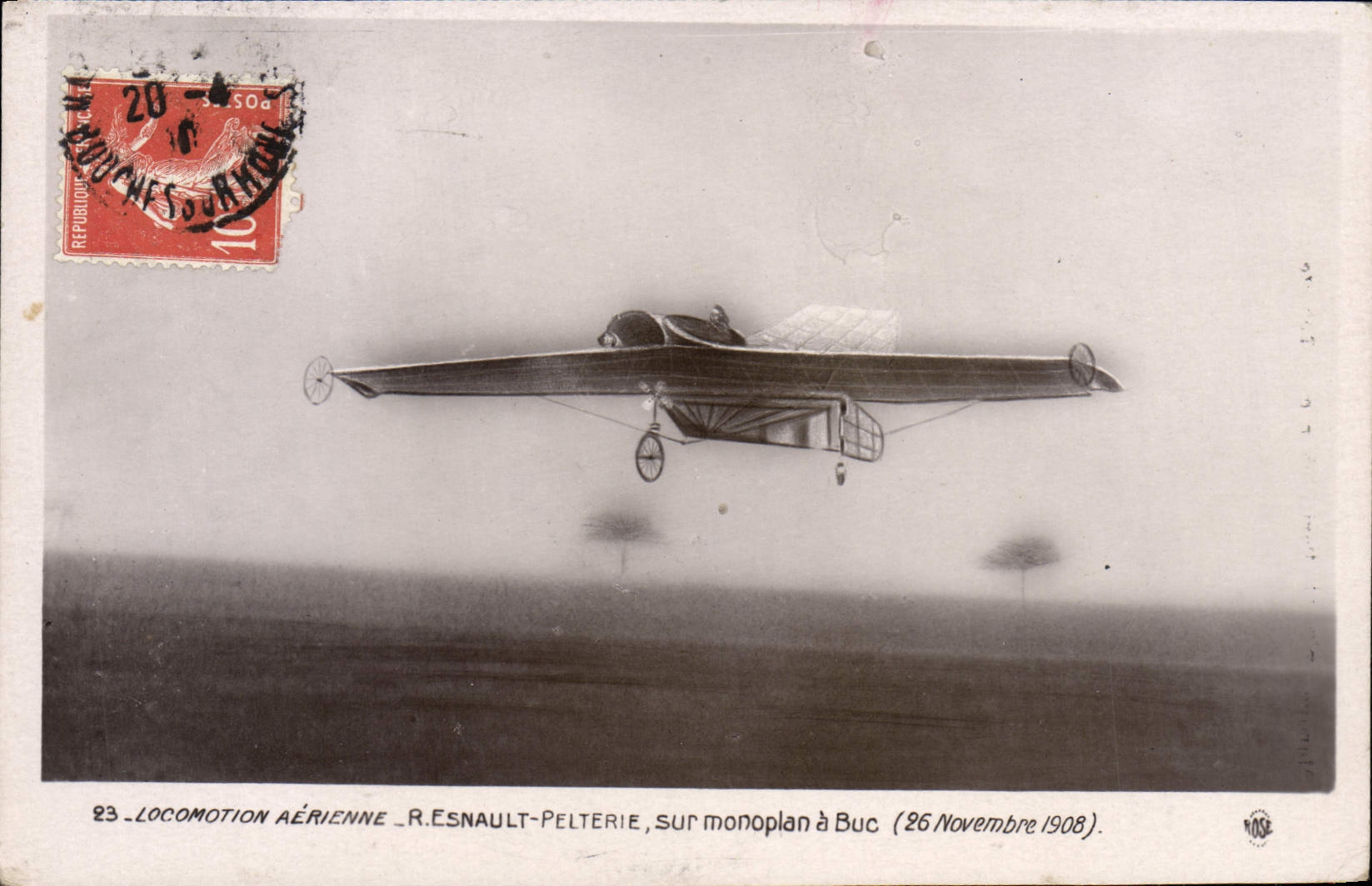 VINTAGE POSTCARD Avion Aviation Esnault Pelterie on monoplane has Buc