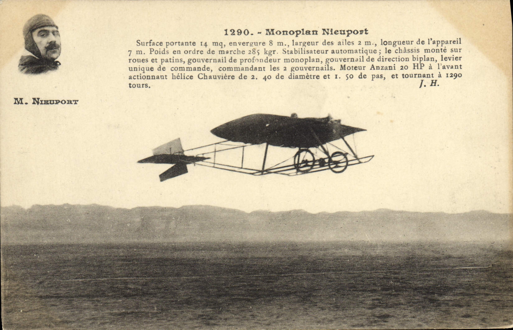 VINTAGE POSTCARD Plane Aviation Nieuport Monoplane