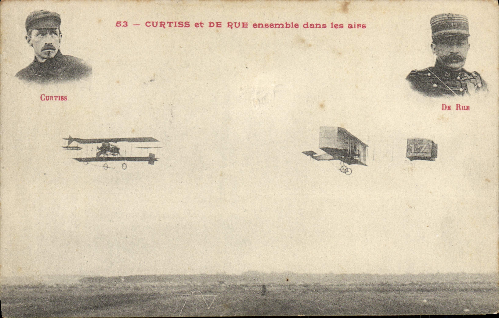 VINTAGE POSTCARD Plane Curtiss Aviation and of Street together in the airs
