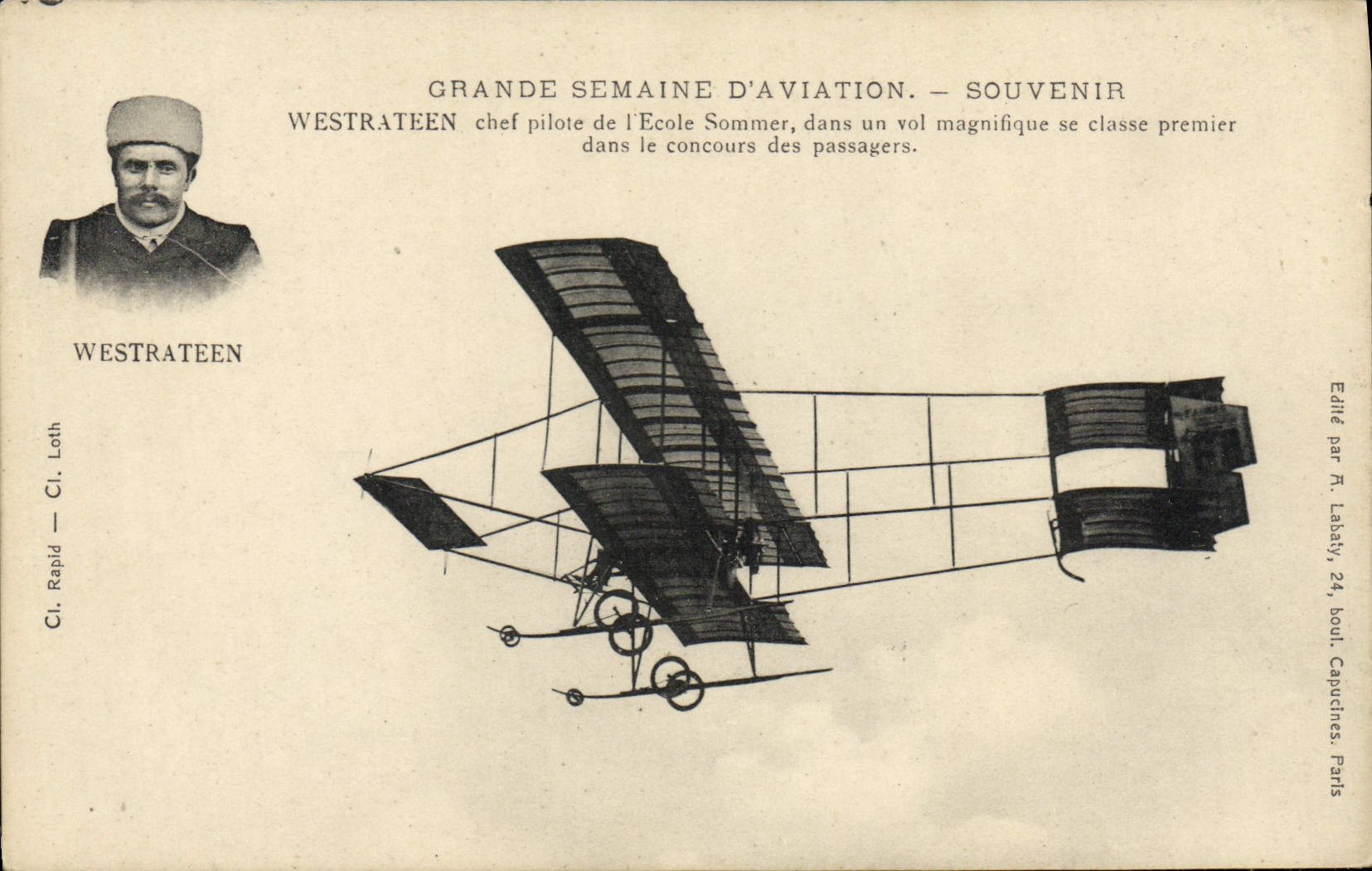 VINTAGE POSTCARD Avion Aviation Westrateen chief controls Somemr school