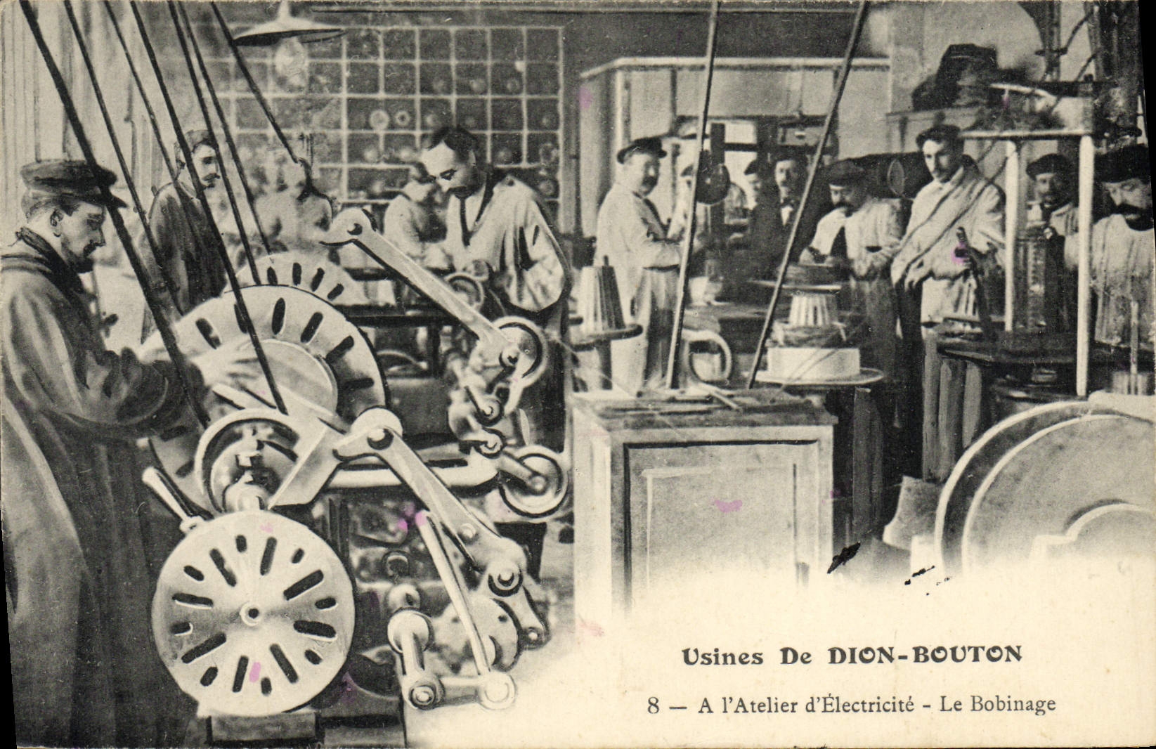 CPA Automobile Usines de Dion Bouton Puteaux a l'atelier d'electricite Le bobinage 