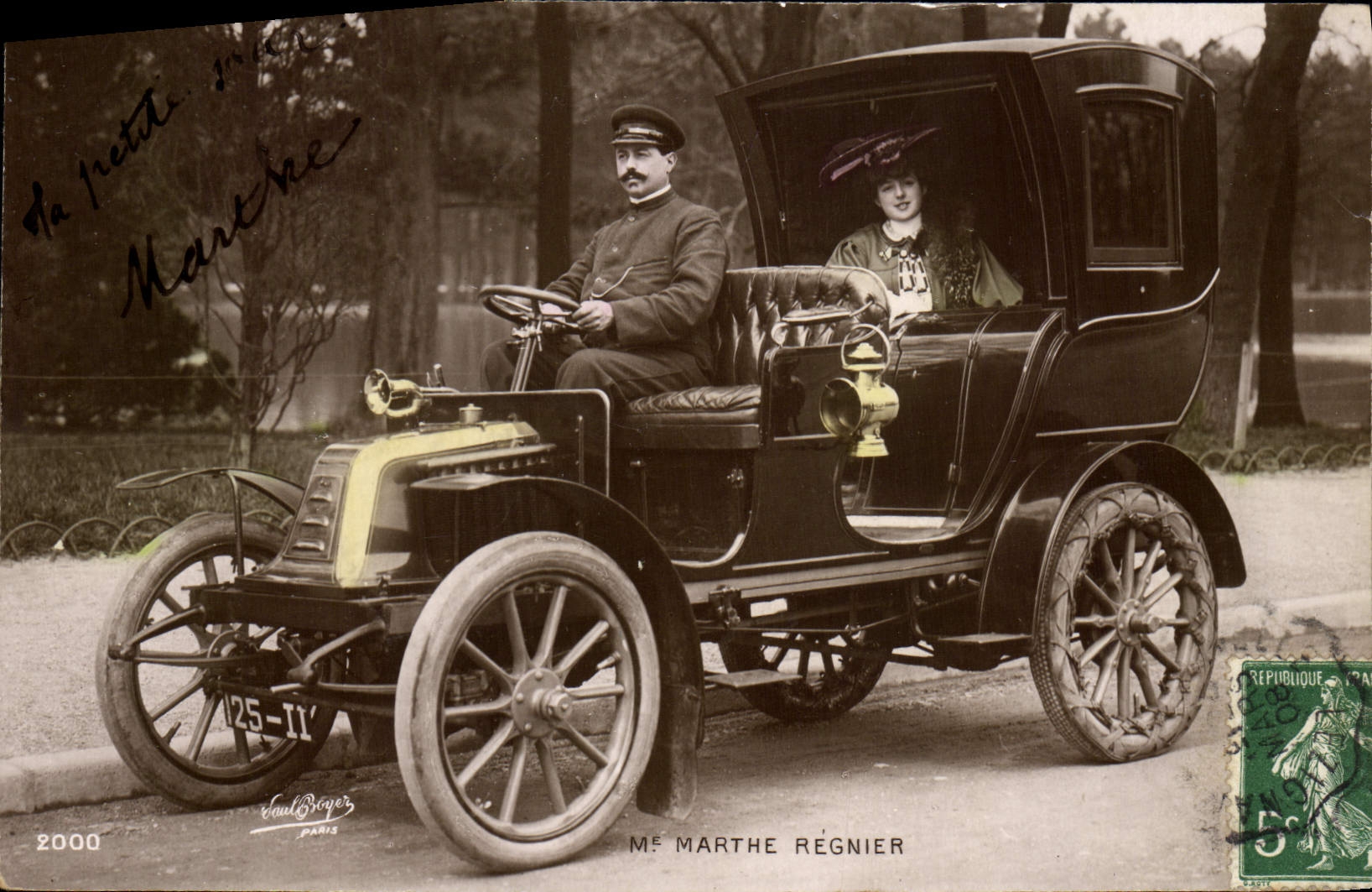 VINTAGE POSTCARD Automobile Me Marthe Regnier