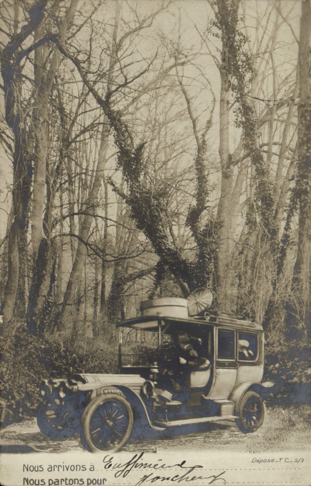 VINTAGE POSTCARD Automobile Jonchery