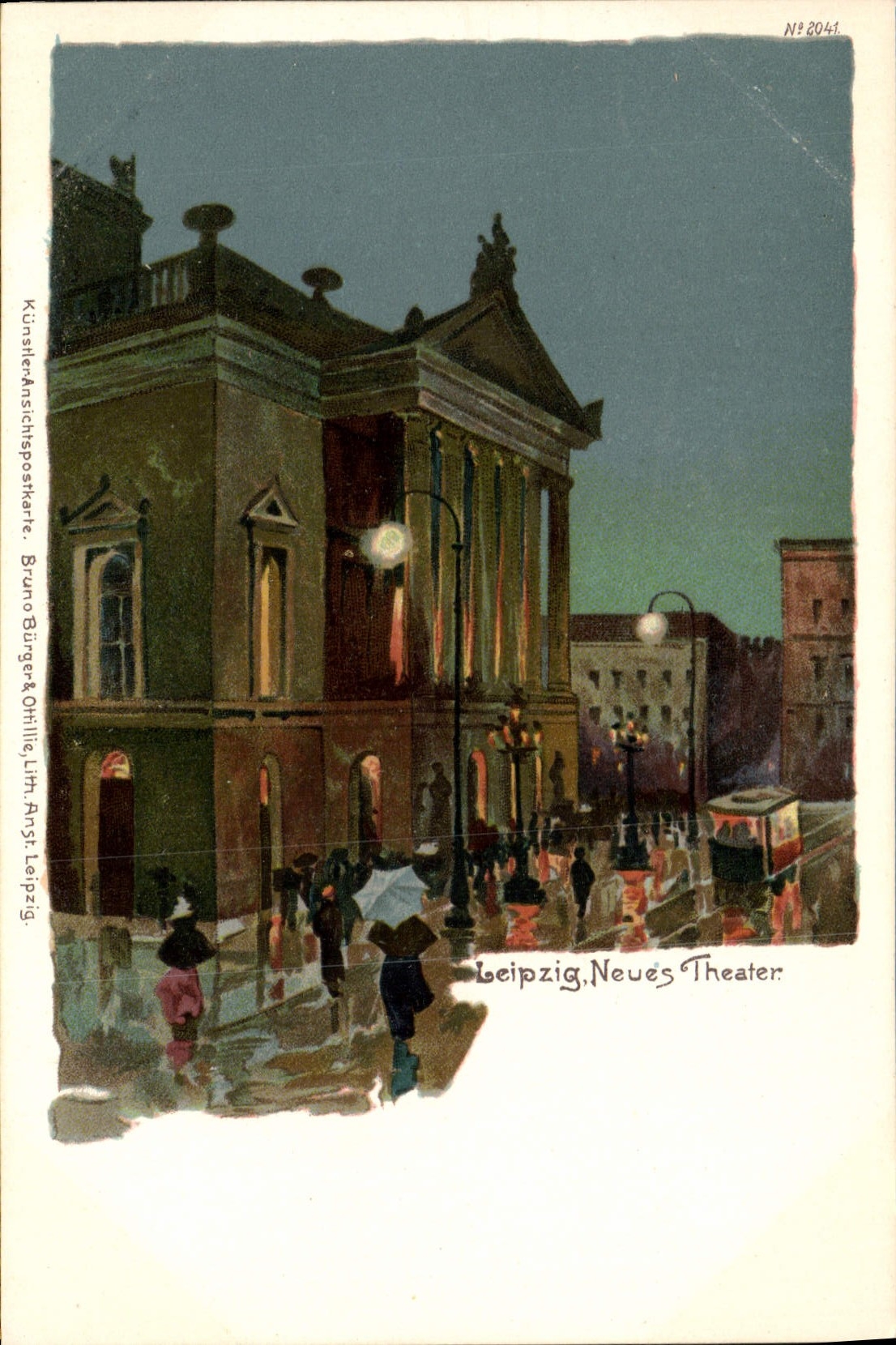 VINTAGE POSTCARD Illustrator Leipzig Neues Theater
