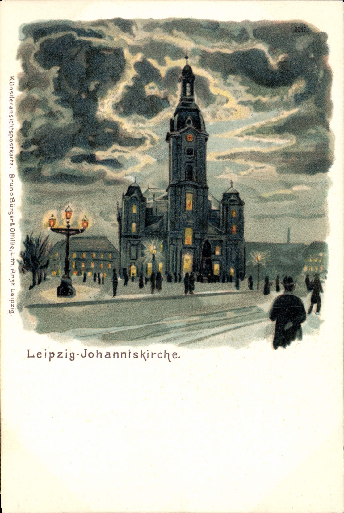 VINTAGE POSTCARD Illustrator Meipzig Johanniskirche