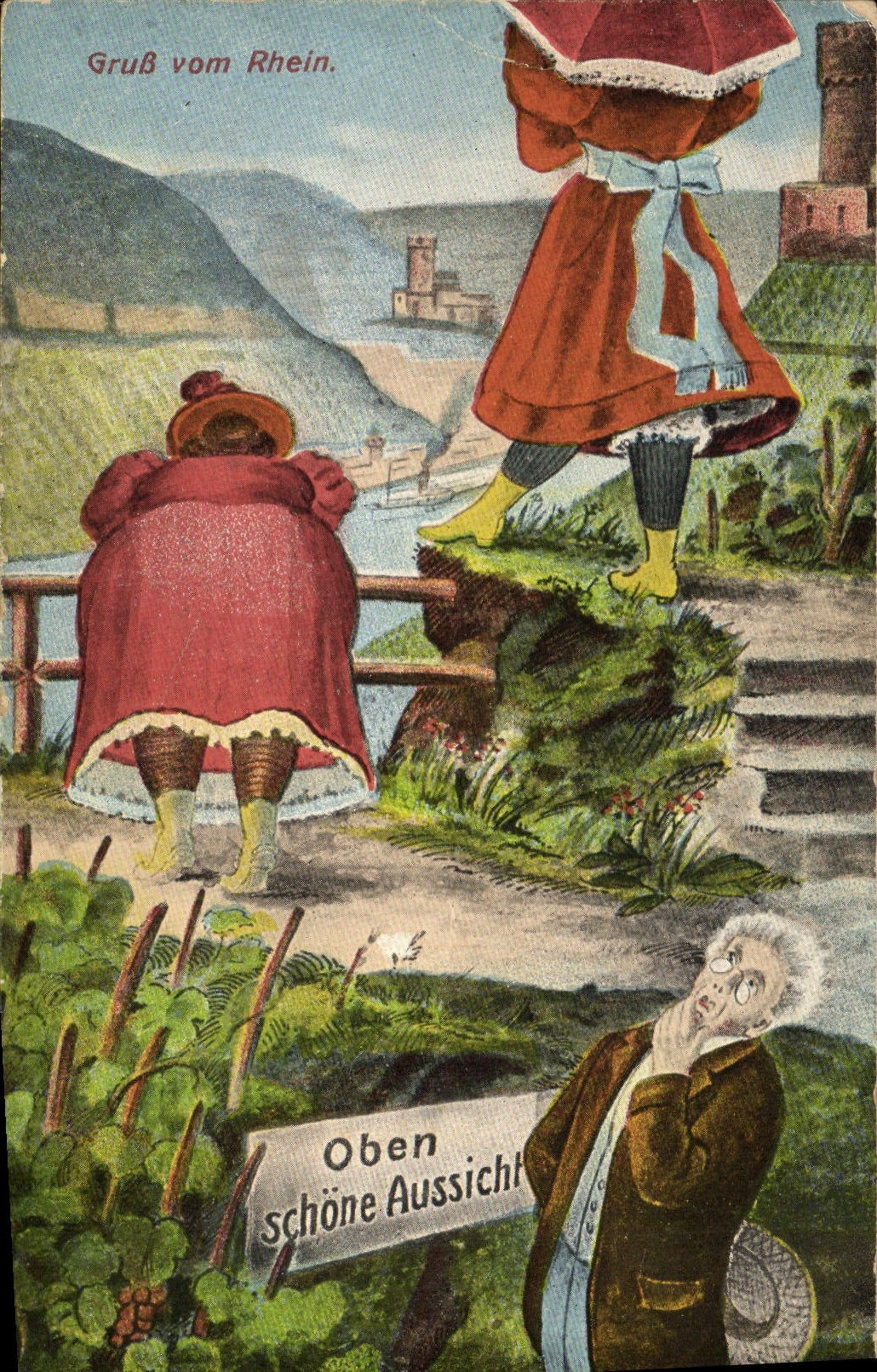 CPA Illustrateur Gruss vom Rhein 