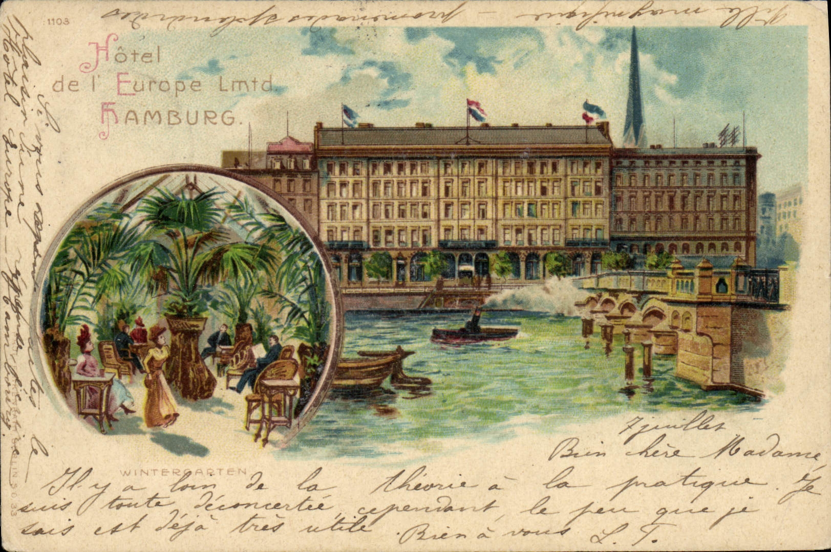 CPA Illustrateur Hotel de l'Europe Hamburg