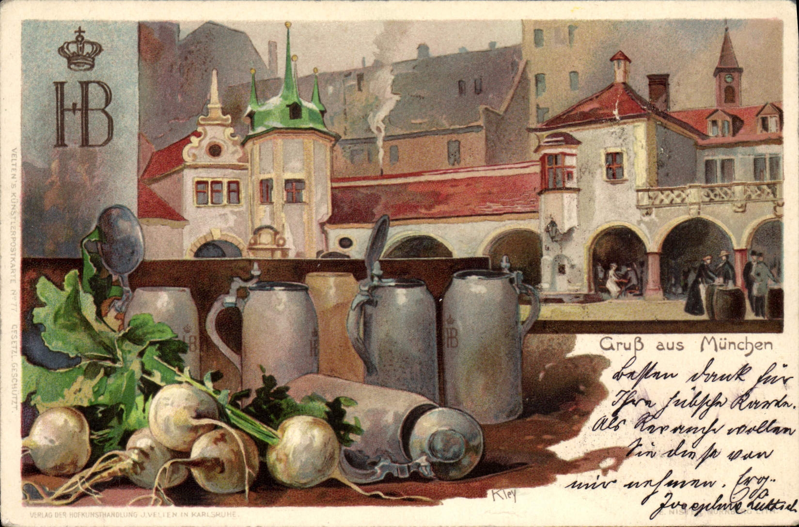 VINTAGE POSTCARD Illustrator Gruss aus Munchen