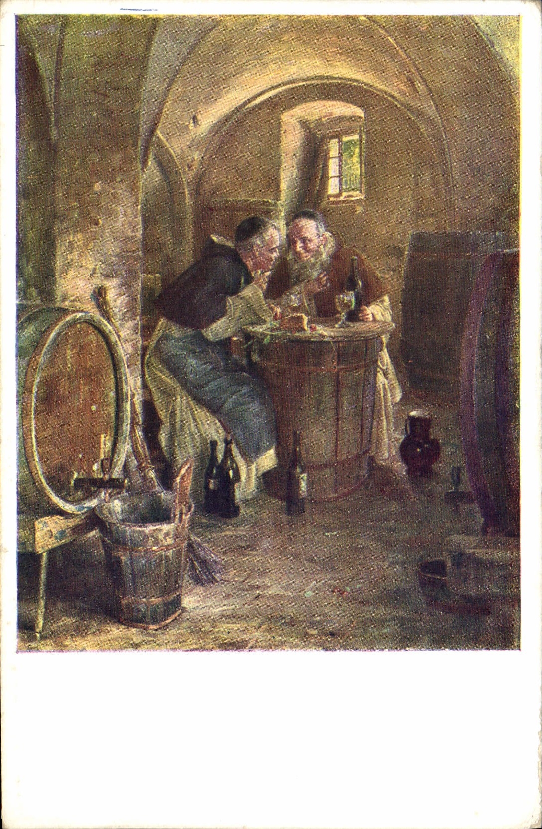 VINTAGE POSTCARD Illustrator Monks